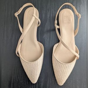 Naturalizer Hawaii Slingback Flats Opal Natural Woven Straw  Pointed Toe 11 N